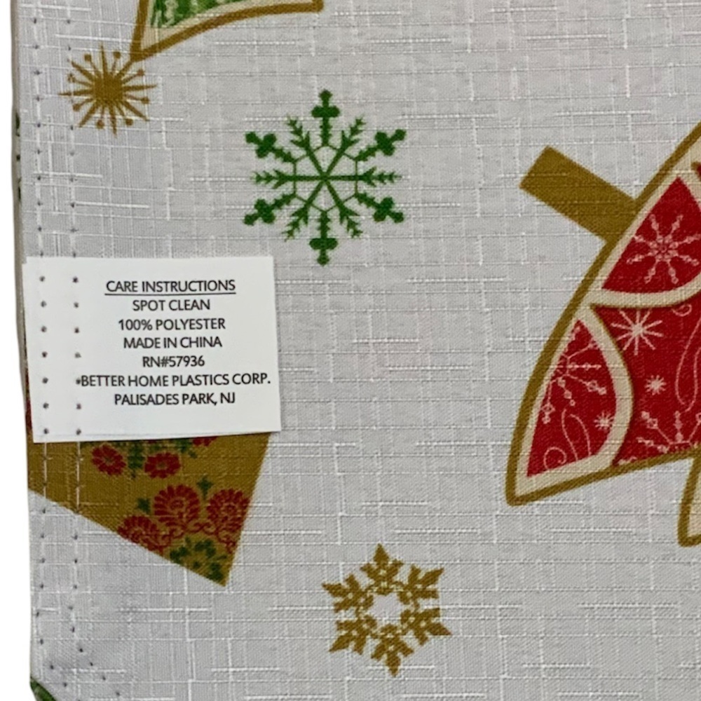 Printed Linen Fabric Placemats Christmas Holiday Reversible 12 in X 18 in White - Picture 8 of 9